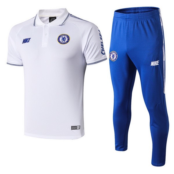 Polo Ensemble Complet Chelsea 2019-20 Blanc Bleu